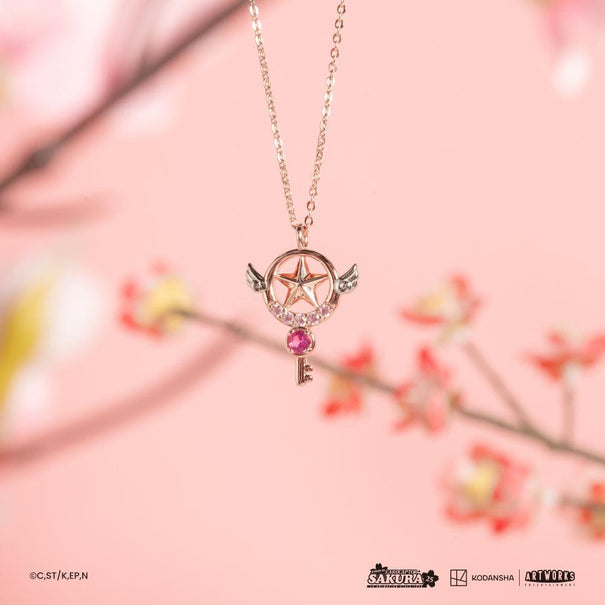 Collar Llave Estrella | Plata Baño de Oro Rosa 18K | Cardcaptor Sakura