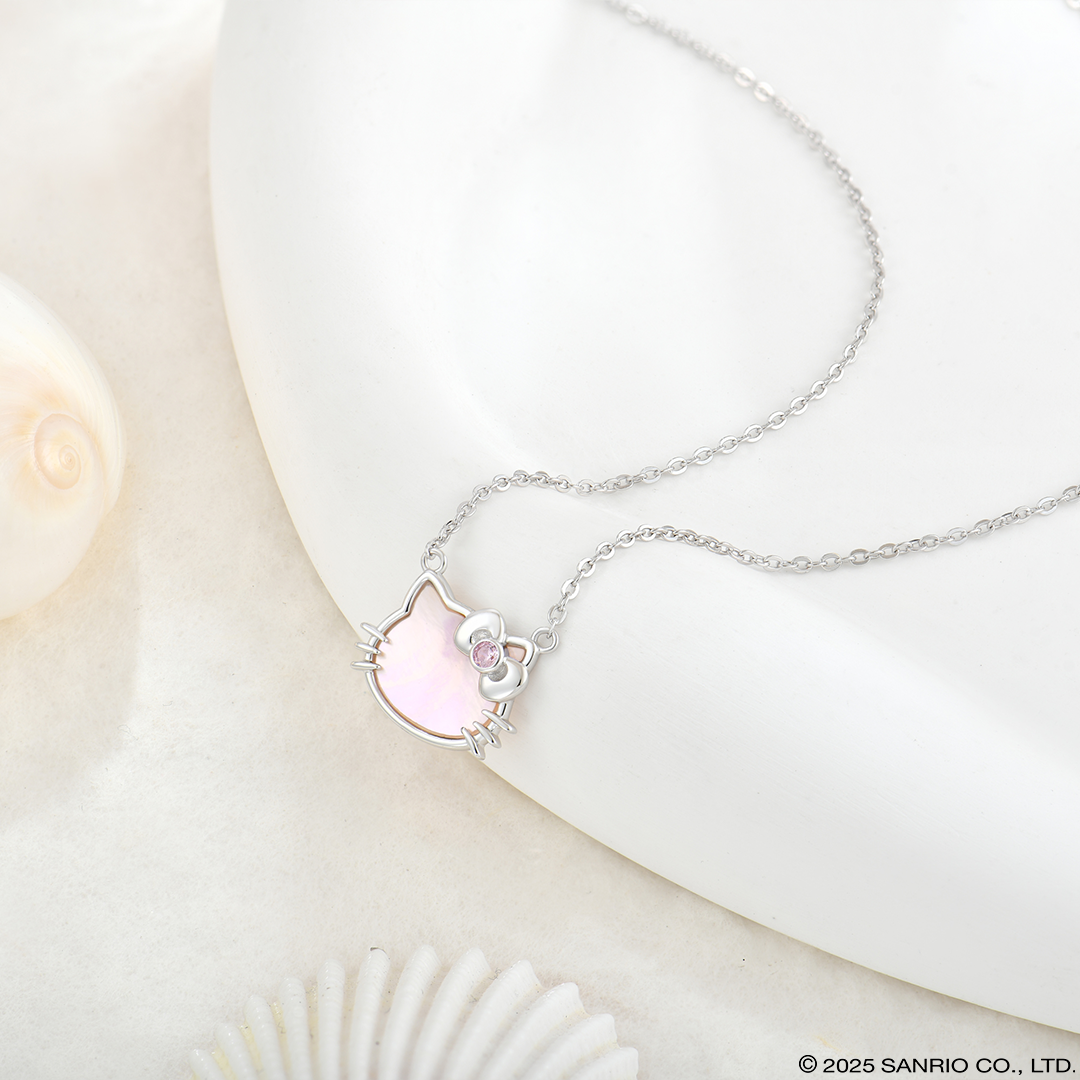Collar Madre Perla |  Plata con Baño de Oro 18k | Hello Kitty