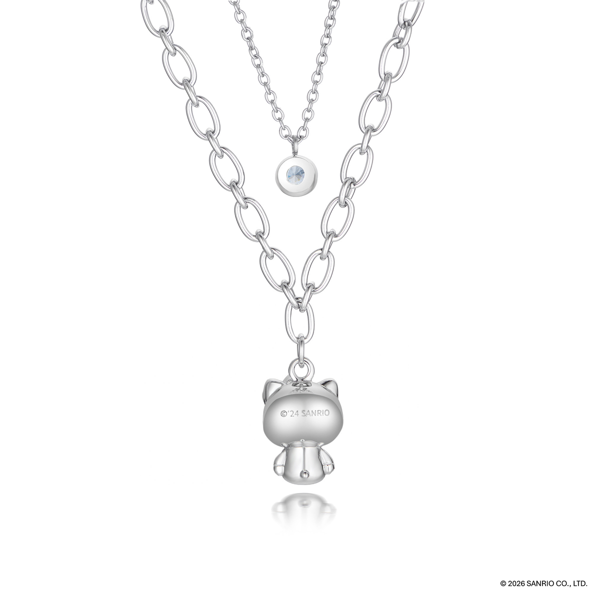 Collar Chunkylicious | Acero Inoxidable Baño de Oro Blanco 18k  | Hello Kitty