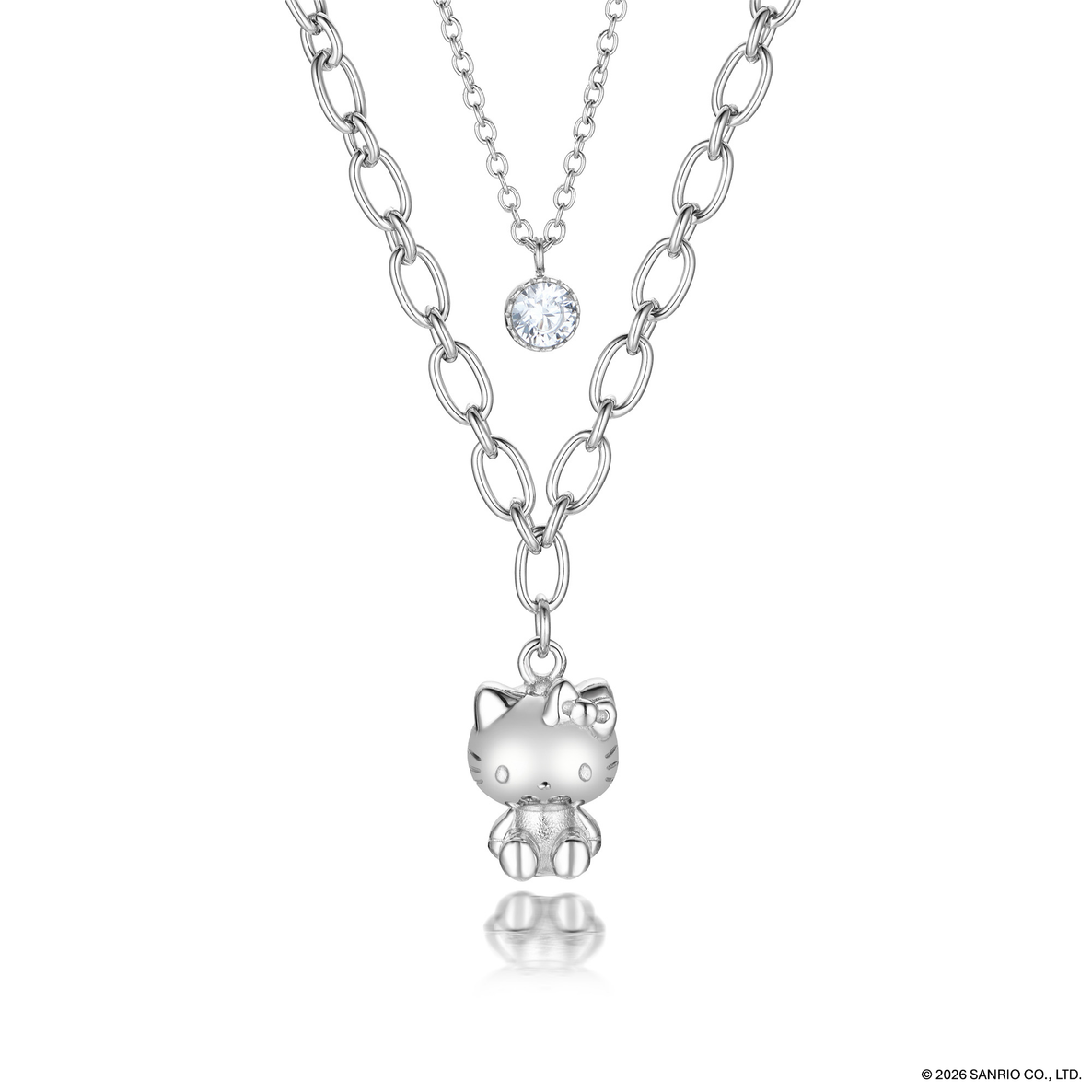 Colección Chunkylicious | Acero Inoxidable Baño de Oro Blanco 18k | Hello Kitty