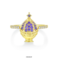 Idol Beauty Anillo Homura Akemi Soul Gem | Plata con Baño de Oro 18k  | Puella Magi Madoka Magica
