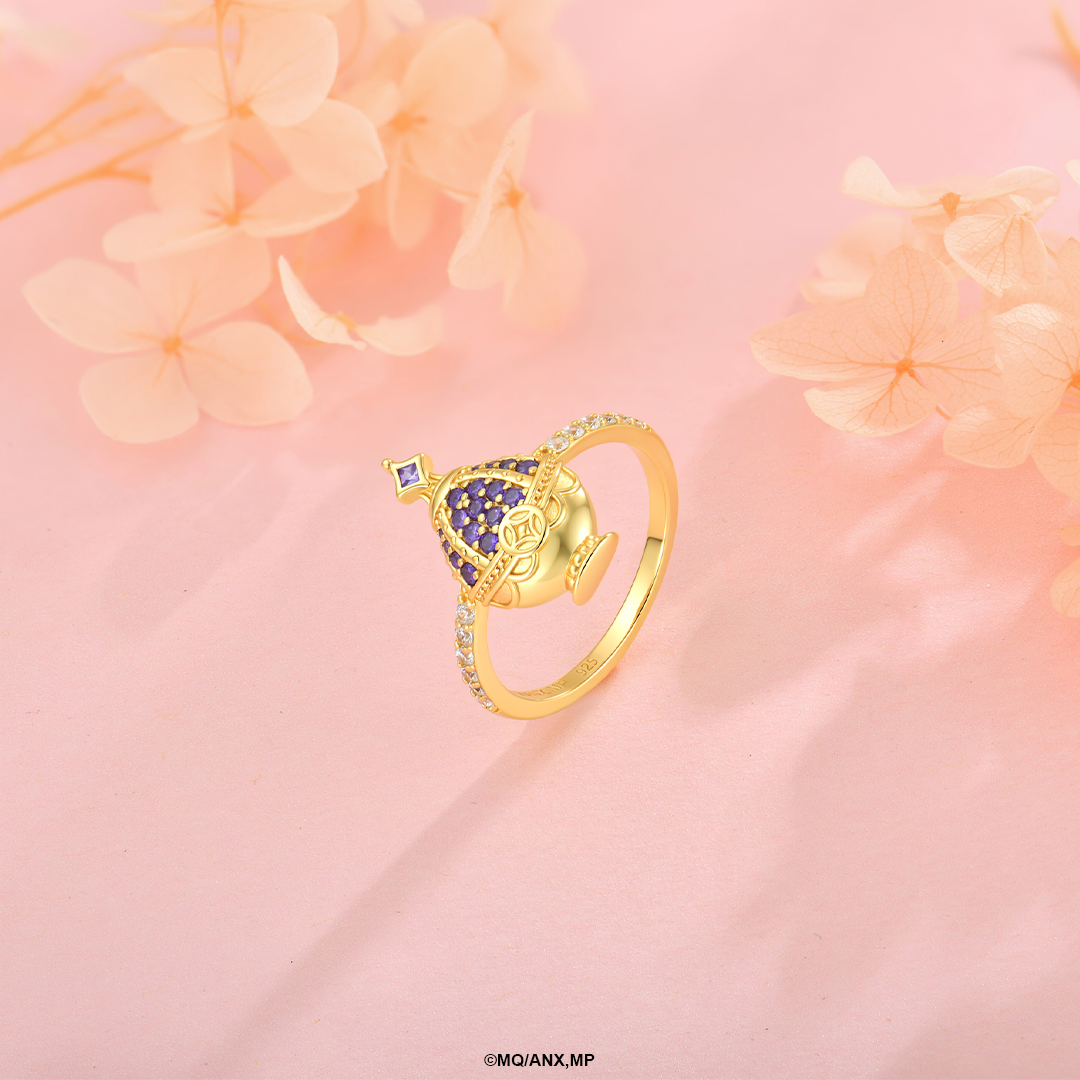 Anillo Homura Akemi Soul Gem | Plata con Baño de Oro 18k  | Puella Magi Madoka Magica