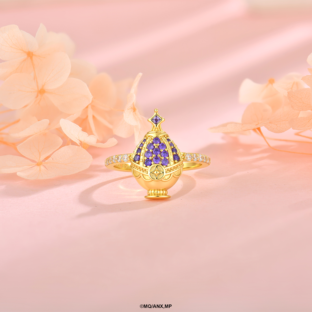 Anillo Homura Akemi Soul Gem | Plata con Baño de Oro 18k  | Puella Magi Madoka Magica
