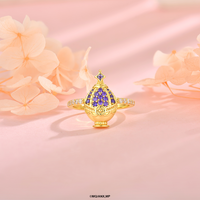 Idol Beauty Anillo Homura Akemi Soul Gem | Plata con Baño de Oro 18k  | Puella Magi Madoka Magica