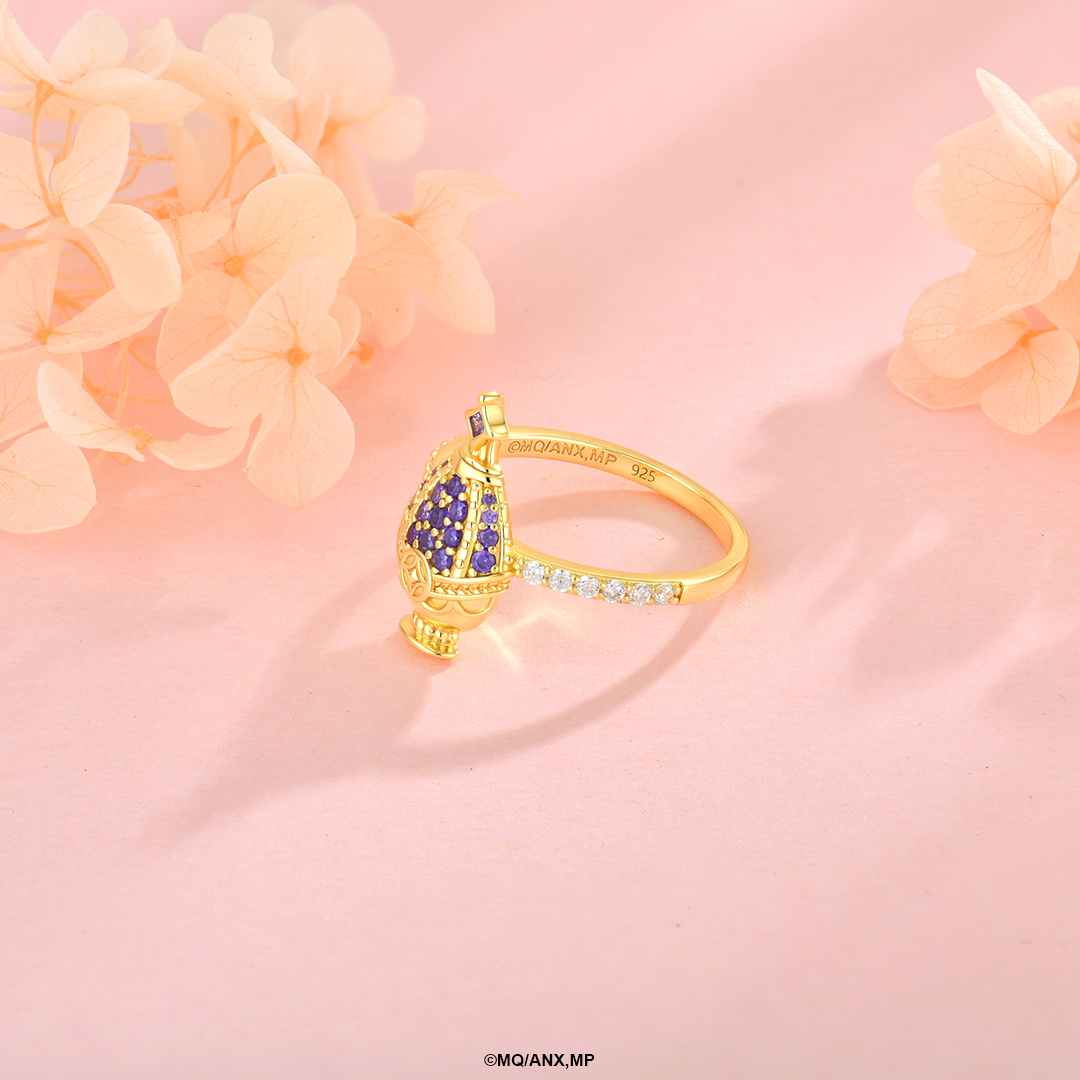 Anillo Homura Akemi Soul Gem | Plata con Baño de Oro 18k  | Puella Magi Madoka Magica