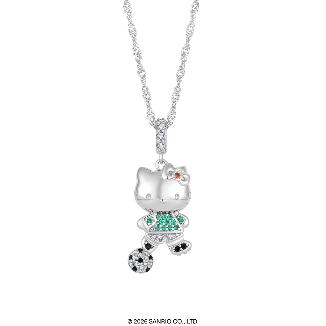 Collar Futbolera | Baño de Oro Blanco 18k  | Hello Kitty