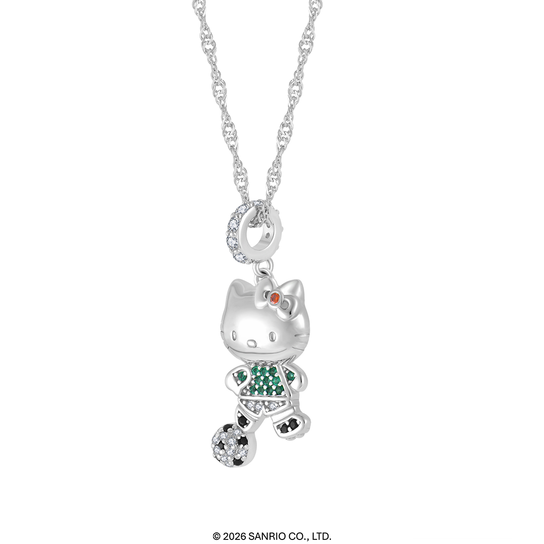 Collar Futbolera | Baño de Oro Blanco 18k  | Hello Kitty