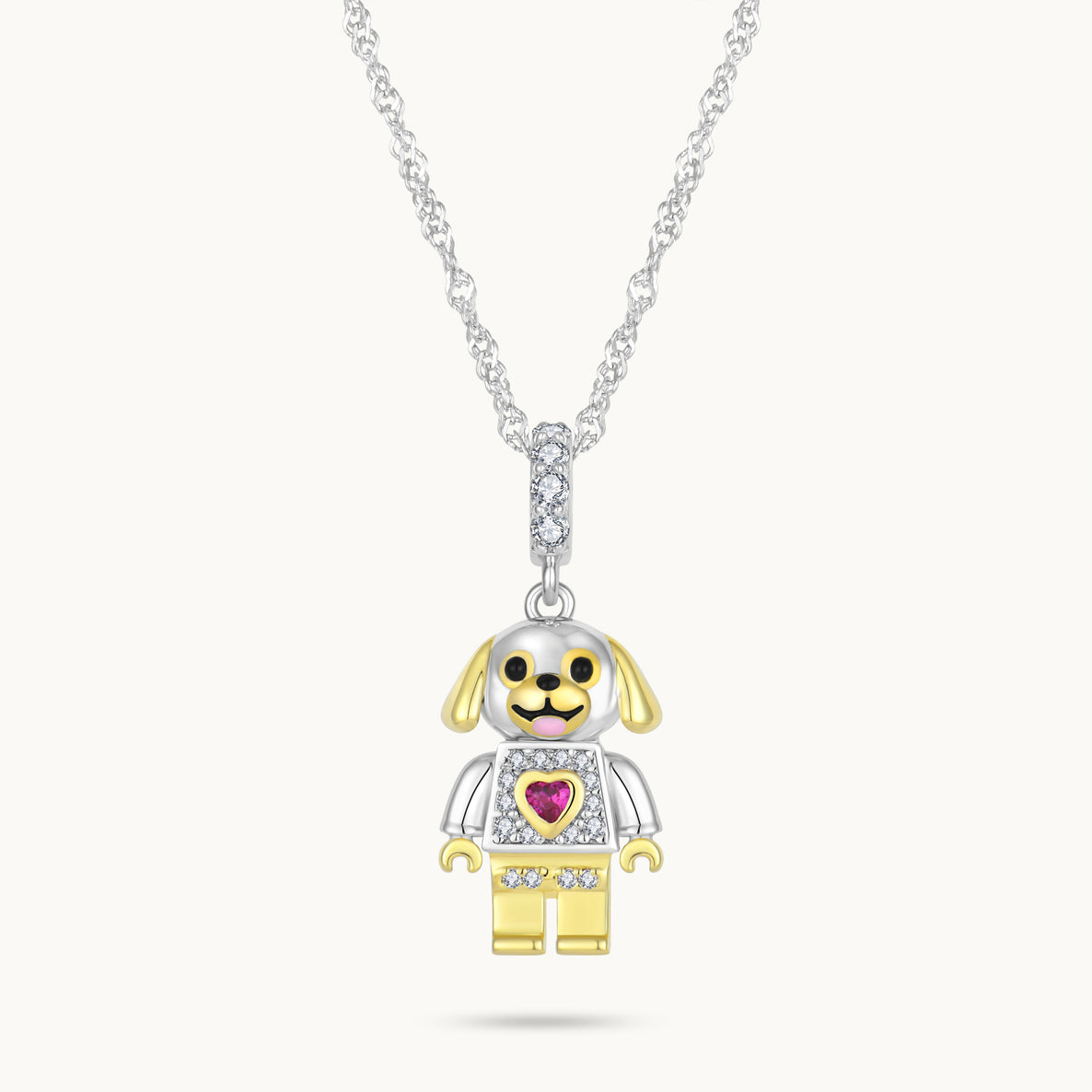 Charm Colgante Perro | Plata con Baño de Oro de 18k  | Mi Familia