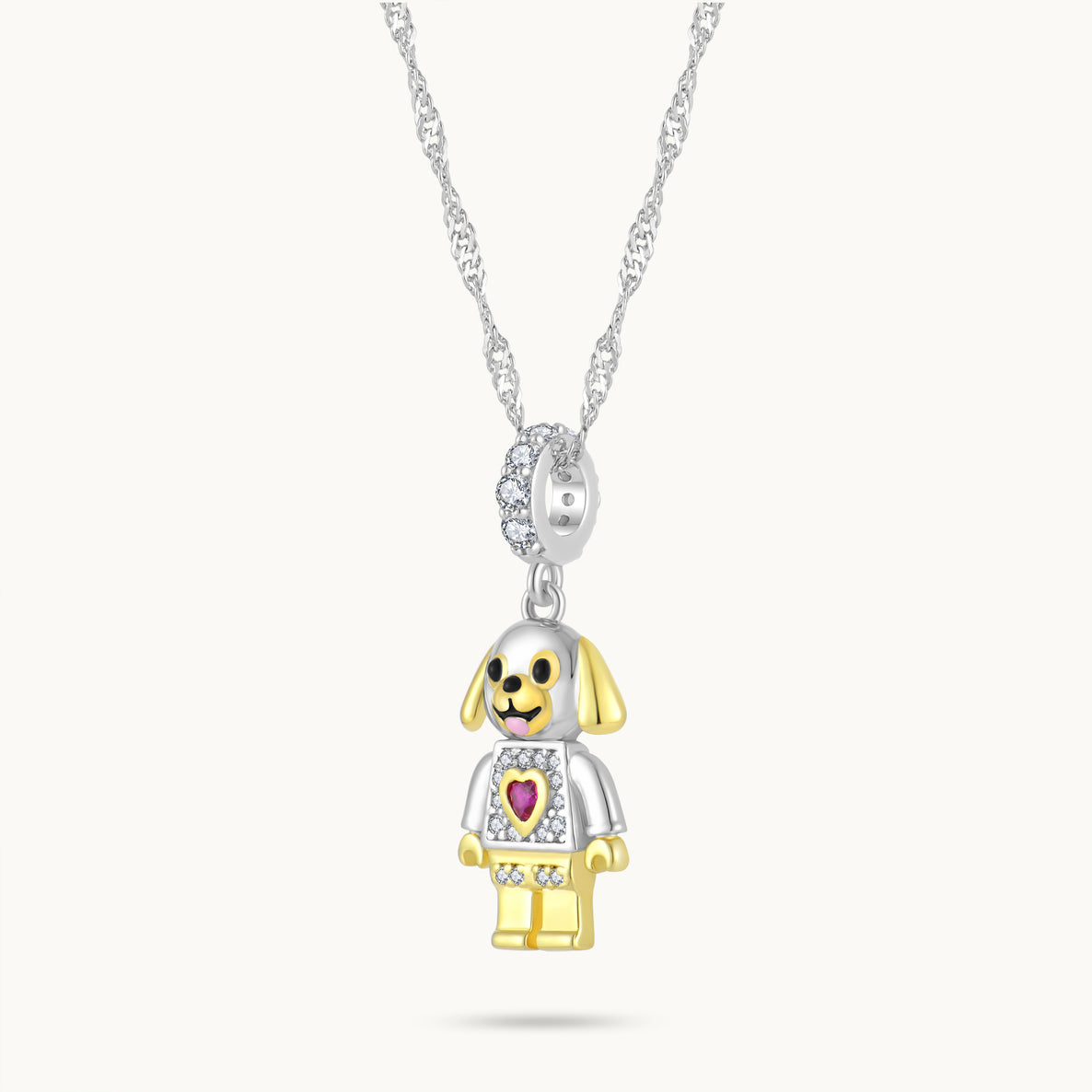Charm Colgante Perro | Plata con Baño de Oro de 18k  | Mi Familia