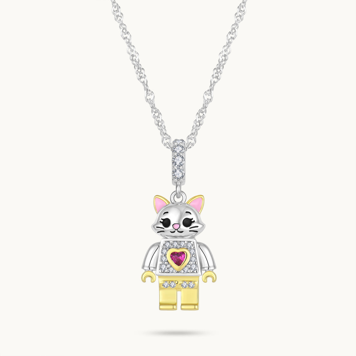 Charm Colgante Gato | Plata con Baño de Oro de 18k  | Mi Familia