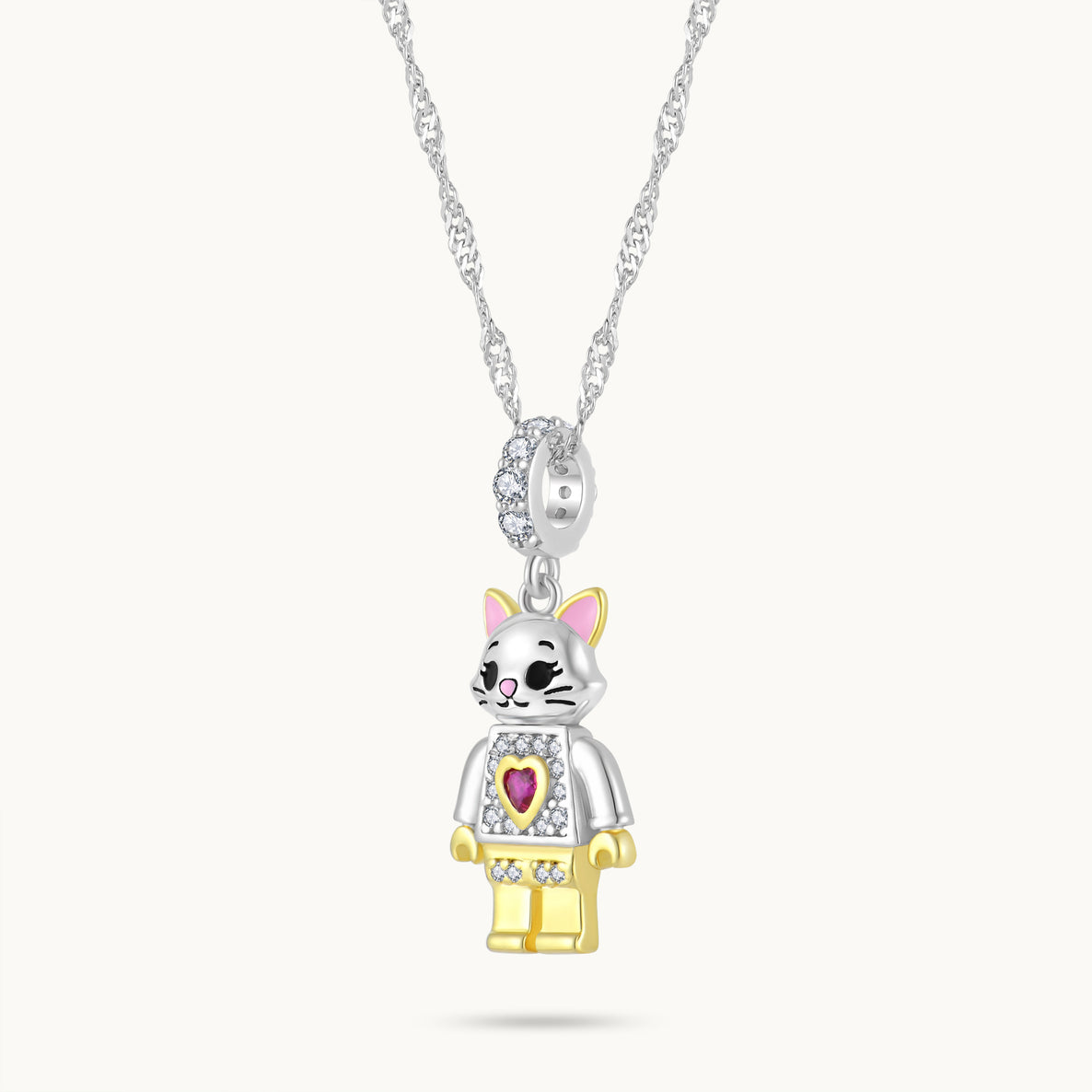Charm Colgante Gato | Plata con Baño de Oro de 18k  | Mi Familia