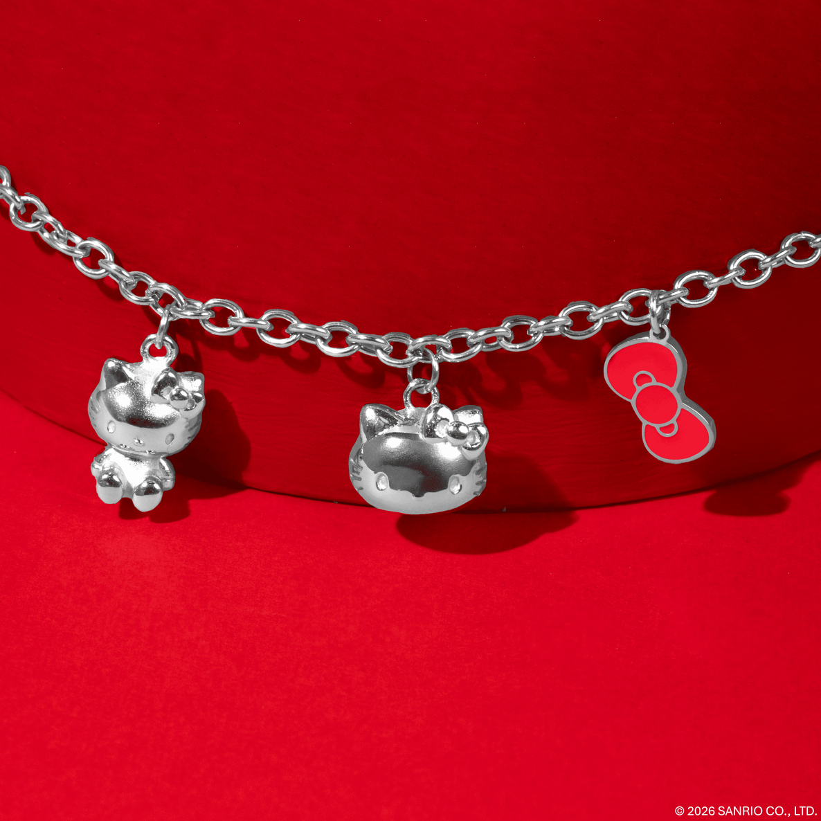 Colección Chunkylicious | Acero Inoxidable Baño de Oro Blanco 18k | Hello Kitty