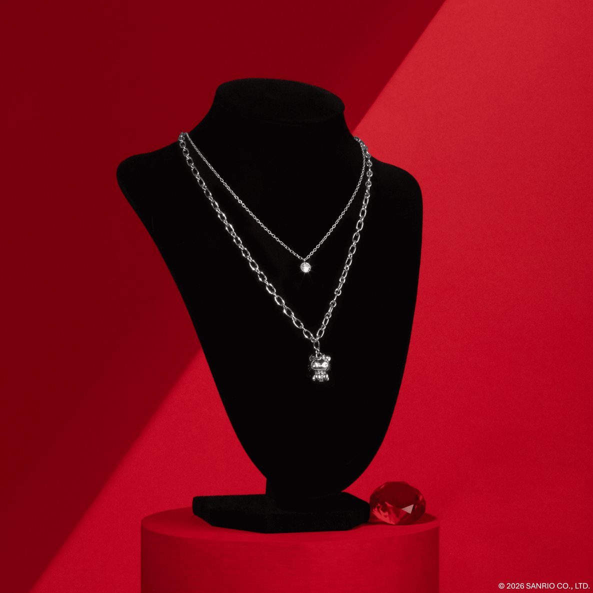 Colección Chunkylicious | Acero Inoxidable Baño de Oro Blanco 18k | Hello Kitty