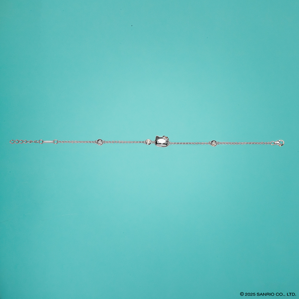 Brazalete de Plata Baño de Oro Blanco 18K | Hello Kitty Diamonds