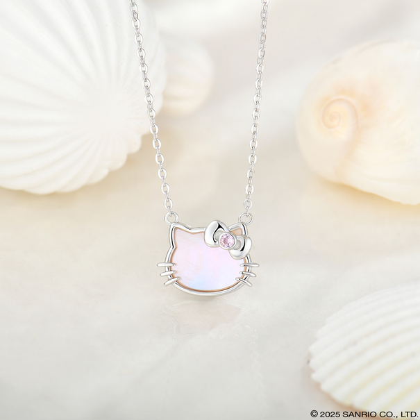 Collar Madre Perla |  Plata con Baño de Oro 18k | Hello Kitty