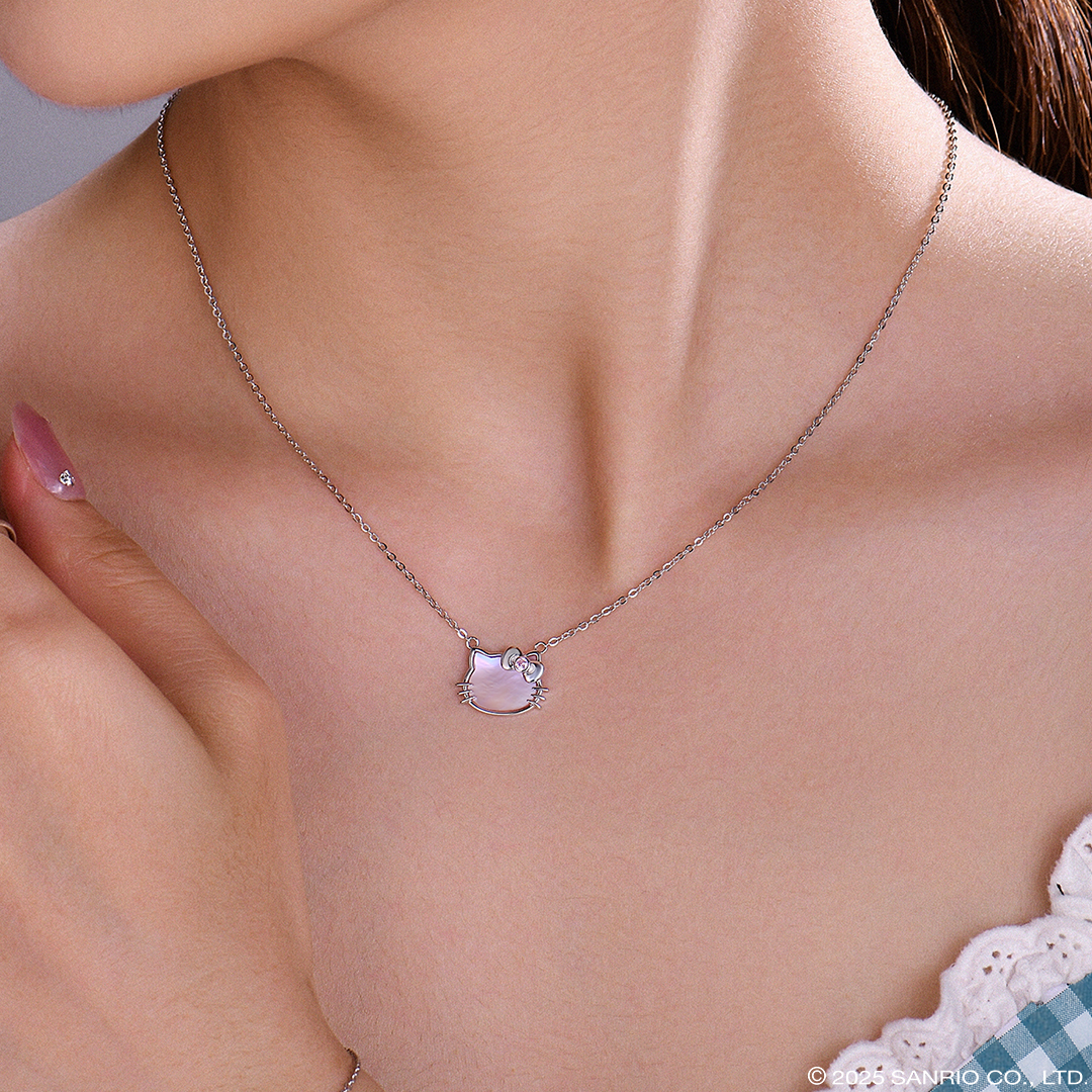 Collar Madre Perla |  Plata con Baño de Oro 18k | Hello Kitty