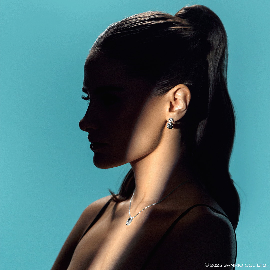 Aretes de Plata Baño de Oro Blanco 18K | Hello Kitty Diamonds