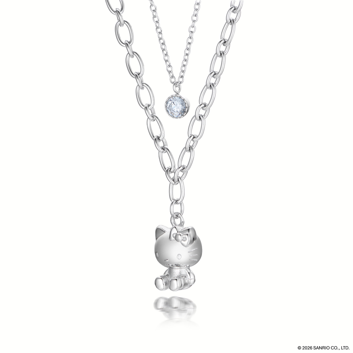 Colección Chunkylicious | Acero Inoxidable Baño de Oro Blanco 18k | Hello Kitty