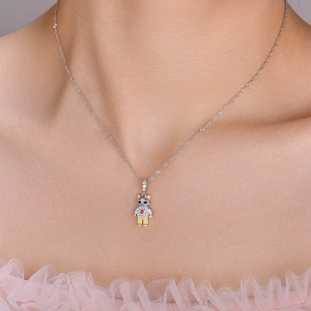 Charm Colgante Gato | Plata con Baño de Oro de 18k  | Mi Familia