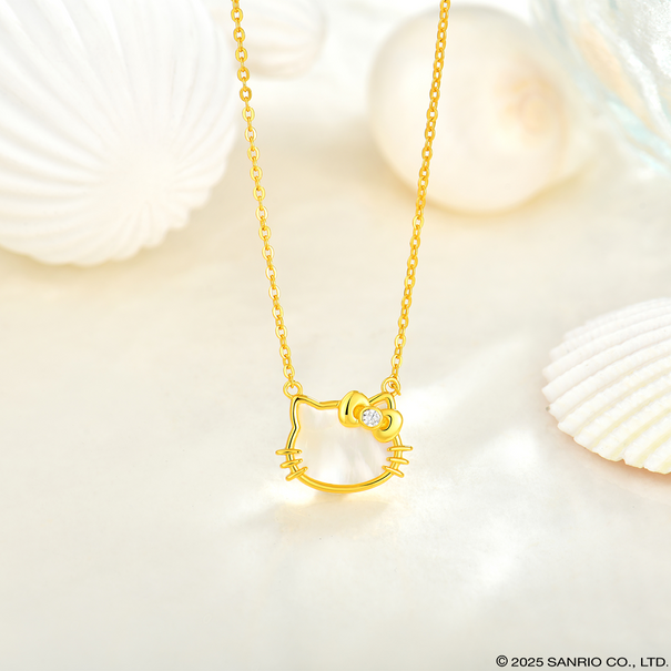 Collar Madre Perla |  Plata con Baño de Oro 18k | Hello Kitty