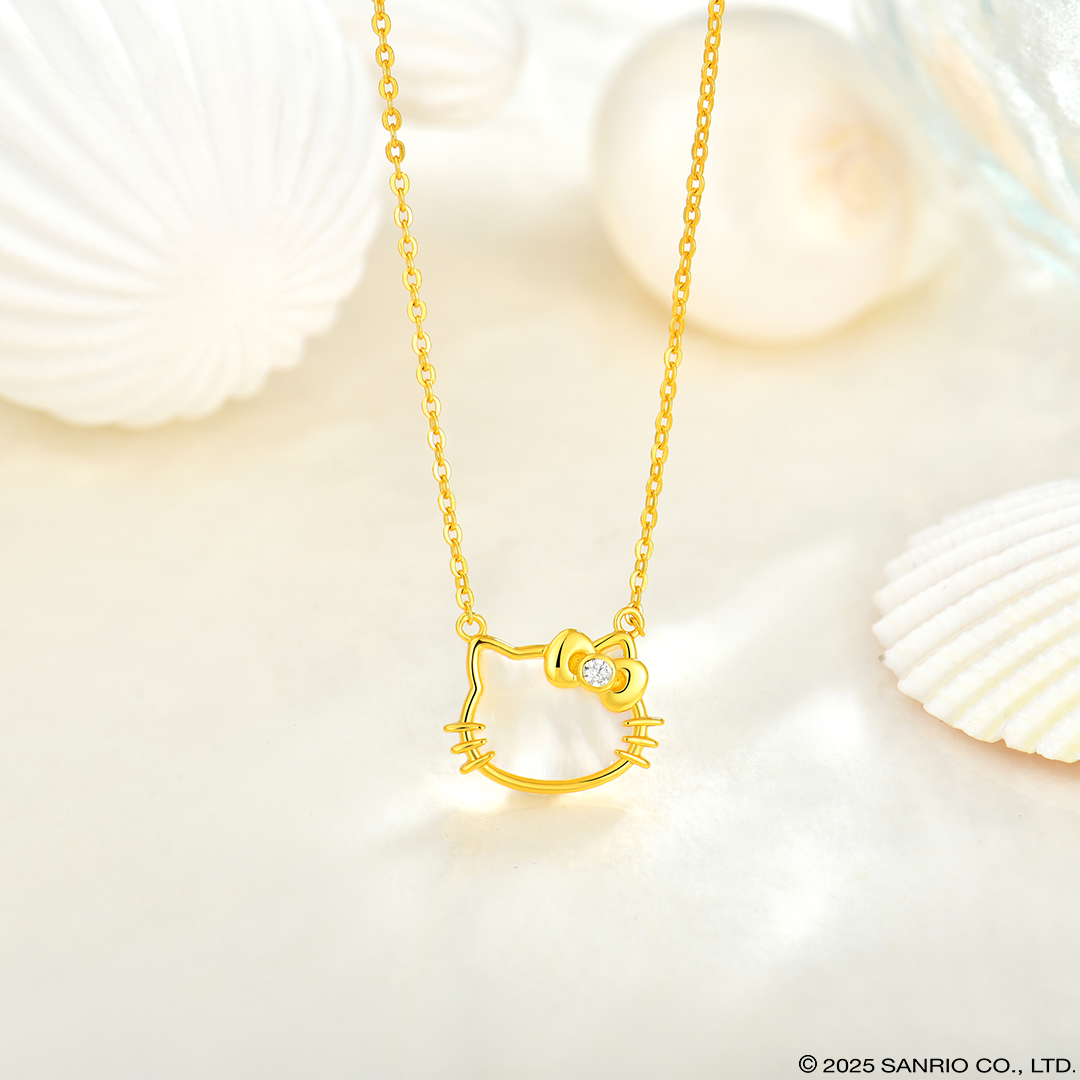 Collar Madre Perla |  Plata con Baño de Oro 18k | Hello Kitty