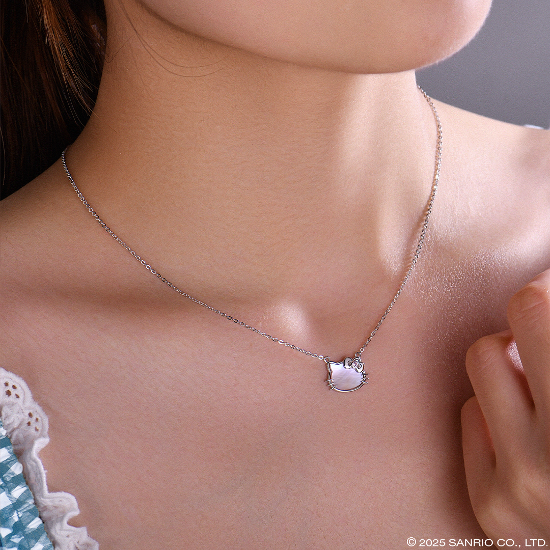 Collar Madre Perla |  Plata con Baño de Oro 18k | Hello Kitty