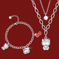 Idol Beauty Colección Chunkylicious | Acero Inoxidable Baño de Oro Blanco 18k | Hello Kitty