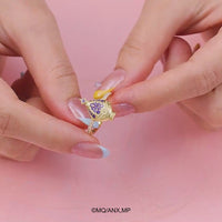 Idol Beauty Anillo Homura Akemi Soul Gem | Plata con Baño de Oro 18k  | Puella Magi Madoka Magica
